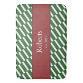 ファンキー緑のパターンファミリ名と年モダン バスマット (正面縦)