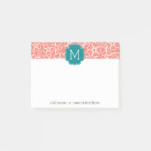 ファンキー花の模様とカスタムティール(緑がかった色)モノグラム ポストイット (正面)