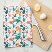 ファンキー花模様 キッチンタオル (四つ折り)