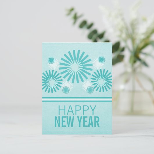 ファンキー花火はがき、ティール（緑がかった色） シーズンポストカード (スタンド正面)