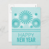 ファンキー花火はがき、ティール(緑がかった色) シーズンポストカード (正面/裏面)