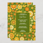 ファンキー花 – レトロブライダルシャワー 招待状 (正面/裏面)