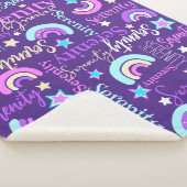 ファンキー虹の星紫色の女の子の名前カラフル シェルパブランケット (3/4)