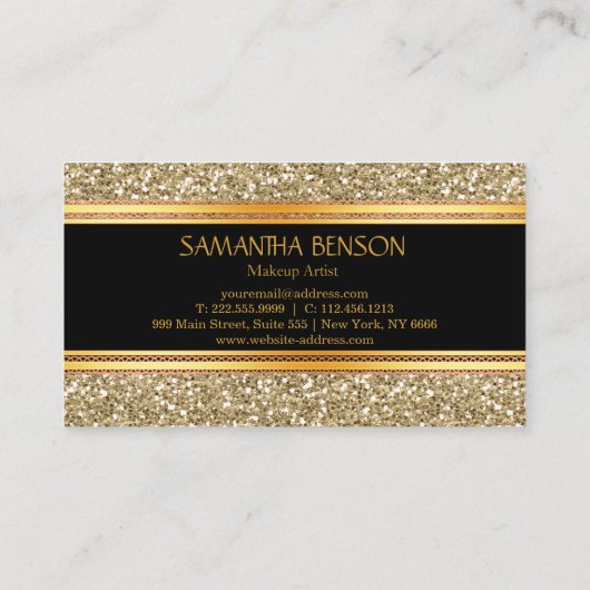 ファンキー金ゴールドグリッターメイクアップアーティスト美容師 名刺 (裏面)
