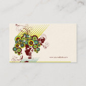 ファンキー開花ヘアフローラモダンサークルレトロ抽象芸術 名刺 (裏面)