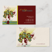 ファンキー開花ヘアフローラモダンサークルレトロ抽象芸術 名刺 (正面/裏面)