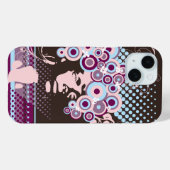 ファンキー開花ヘアフローラモダンサークルレトロ抽象芸術 Case-Mate iPhoneケース (裏面 (横))