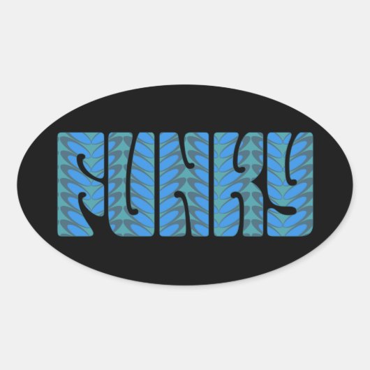 (ファンキー青) 楕円形シール (正面)