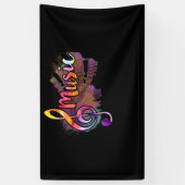 ファンキー音楽高音クレフ、 音符記号ミュージカルメモ 横断幕 (縦)