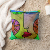 ファンキー顔抽象芸術 クッション (ブランケット)