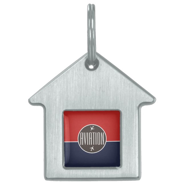 ファンキー飛行機パイロット航空飛んでいる機 ペットネームタグ (正面)