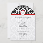 ファンキー&おもしろいブラックダマスクレッドトリムウェディング招待状 招待状 (裏面)