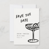 ファンキー +おもしろいモダン図解入りの、写真付きの結婚レトロ セーブザデート (正面)