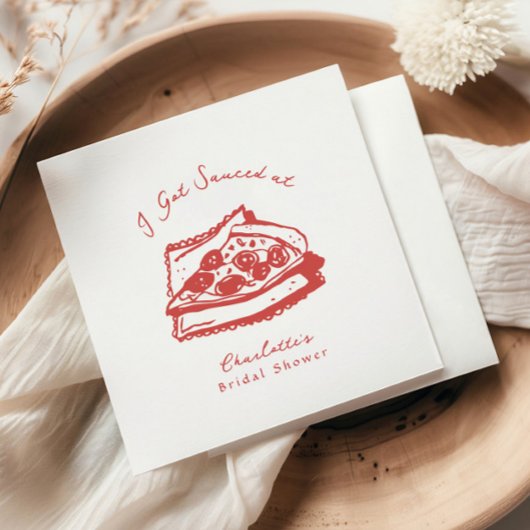 ファンキー お酒に酔った ピザ ブライダルシャワー スタンダードカクテルナプキン