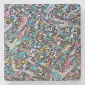 ファンキー（ばちゃばちゃ）跳ねるアートオンブラック ストーンコースター (正面)