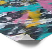 ファンキー(ばちゃばちゃ)跳ねるアートオンブラック ポスター (角)