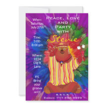 ファンキー カラフル ピースベア 1960年代スタイルの招待状