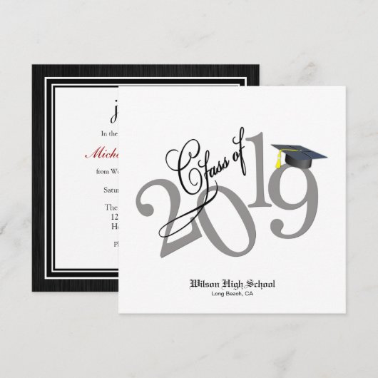 ファンキー クラス オブ 2019 卒業式 招待状 (正面/裏面)