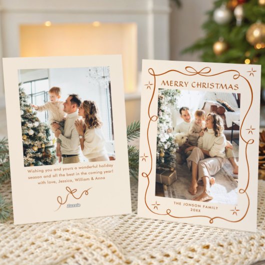 ファンキー クリスマス ボホ ベージュ リボン 2枚 写真