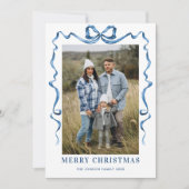 ファンキー ダスティ ブルー クリスマス ボウ リボン 3 フォト (正面)