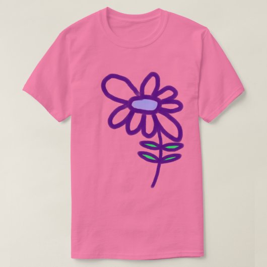 ファンキー パープルフラワー Tシャツ (デザイン正面)