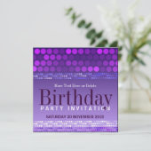 ファンキー パープル ピンク パーティー 誕生日 招待状 (スタンド正面)