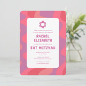 ファンキー ピンク ウェーブス スター オブ デイビッド オーダーメイド バット ミッツヴァ 招待状 (スタンド正面)