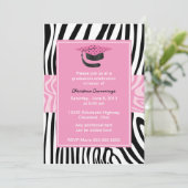 ファンキー ピンク ゼブラ 卒業おめでとう 招待状 (スタンド正面)