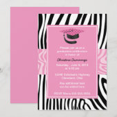 ファンキー ピンク ゼブラ 卒業おめでとう 招待状 (正面/裏面)