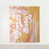 ファンキー ベイビー レトロ サンシャイン デイジー ベイビー シャワー バナー タペストリー (正面)