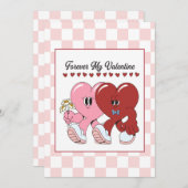 ファンキー レトロ ハート キャラクター バレンタインデー カード (正面/裏面)