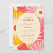 ファンキー レトロ ピンク & ゴールド ブライダルシャワー 招待状 (正面)