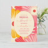 ファンキー レトロ ピンク & ゴールド ブライダルシャワー 招待状 (スタンド正面)