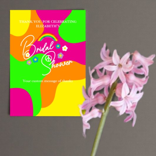 ファンキー レトロ ブライダル シャワー サンキューカード