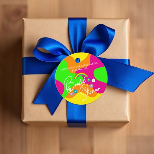 ファンキー レトロ ブライダル シャワー フェイバータグ