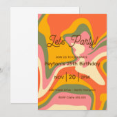 ファンキー レトロ マーブル パーティー招待 招待状 (正面/裏面)