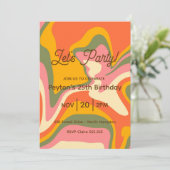 ファンキー レトロ マーブル パーティー ご招待 招待状 (スタンド正面)