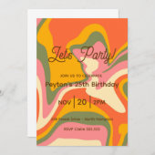 ファンキー レトロ マーブル パーティー ご招待 招待状 (正面/裏面)