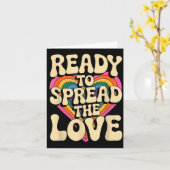 ファンキー レトロ レインボー ハート ポジティブ バレンタイン メッセージ カード (黄色い花)