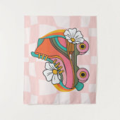 ファンキー レトロ ローラー スケート 60年代 ヒッピーの虹 タペストリー (正面)