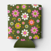 ファンキー レトロ 60年代 フラワー オリーブグリーン ブライダルシャワー 缶クーラー (裏面)