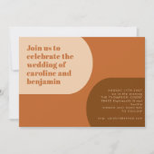 ファンキー レトロ 70年代 アーチ型 タン テラコッタ ウェディング 招待状 (正面)
