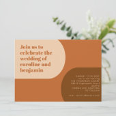 ファンキー レトロ 70年代 アーチ型 タン テラコッタ ウェディング 招待状 (スタンド正面)