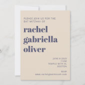ファンキー レトロ 70年代 デザイン 青 ピンク バット ミッツヴァー 招待状 (正面)