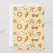 ファンキー ワン レトロ レインボー 1歳の誕生日パーティー 招待状 (裏面)