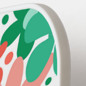 ファンキー、抽象芸術の花（ピンク、緑、珊瑚） ピックルボールラケット (左詳細)