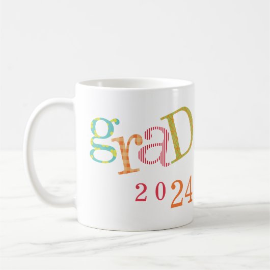 ファンキーGRAD CAP卒業クラス年名前をカスタムする コーヒーマグカップ (左)