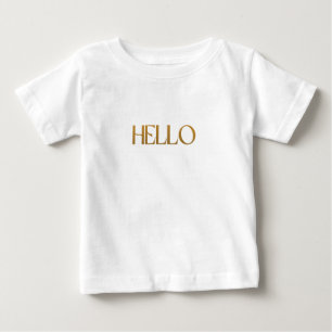 ファンキーhello yellow金ゴールドフォイルモダン ミニマル ベビーTシャツ