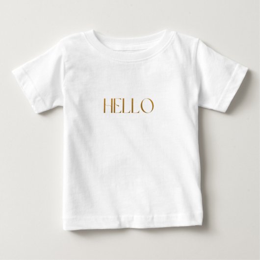 ファンキーhello yellow金ゴールドフォイルモダン ミニマル ベビーTシャツ (正面)
