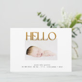 ファンキーhello yellow金ゴールドフォイルモダン ミニマル 案内状 (スタンド正面)